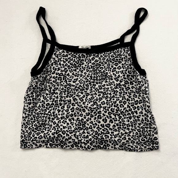 Black white and light blue Leopard print cropped tank top - Picture 1 of 2